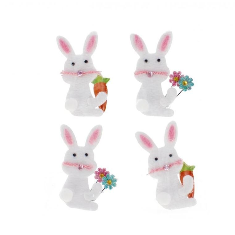 Craft With Fun, ozdoba dekoracyjna, filcowa, samoprzylepna, zajączek, 4 szt.