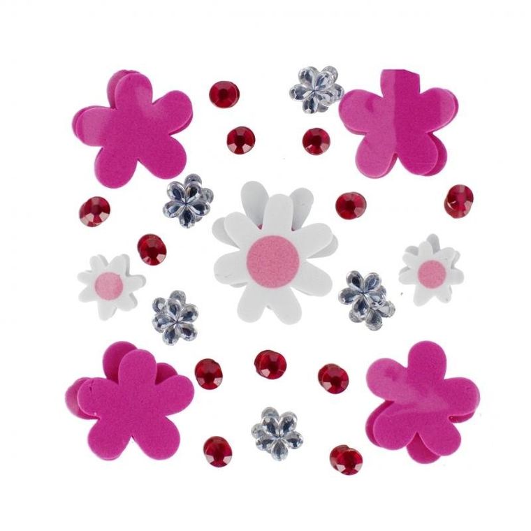 Craft With Fun, ozdoba dekoracyjna, samoprzylepne kryształki, eva, kwiaty