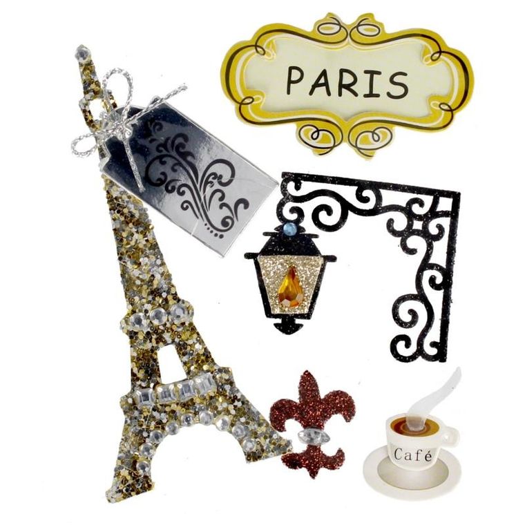 Craft With Fun, ozdoba naklejki, Paryż, 5 szt.