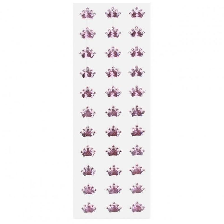 Craft With Fun, ozdoby dekoracyjne, samoprzylepne kryształki, korona, różowa, 33 szt.