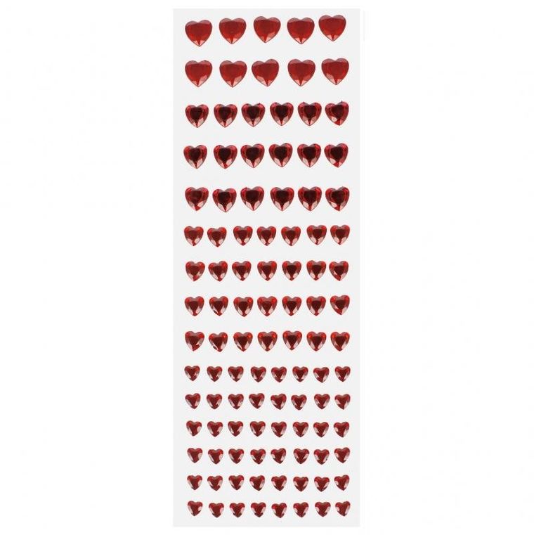 Craft With Fun, ozdoby dekoracyjne, samoprzylepne kryształki, serce, 104 szt.