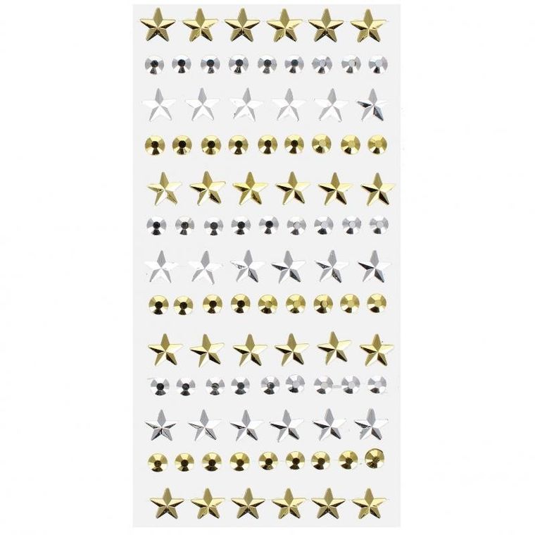 Craft With Fun, ozdoby dekoracyjne, samoprzylepne kryształki, srebrne i złote