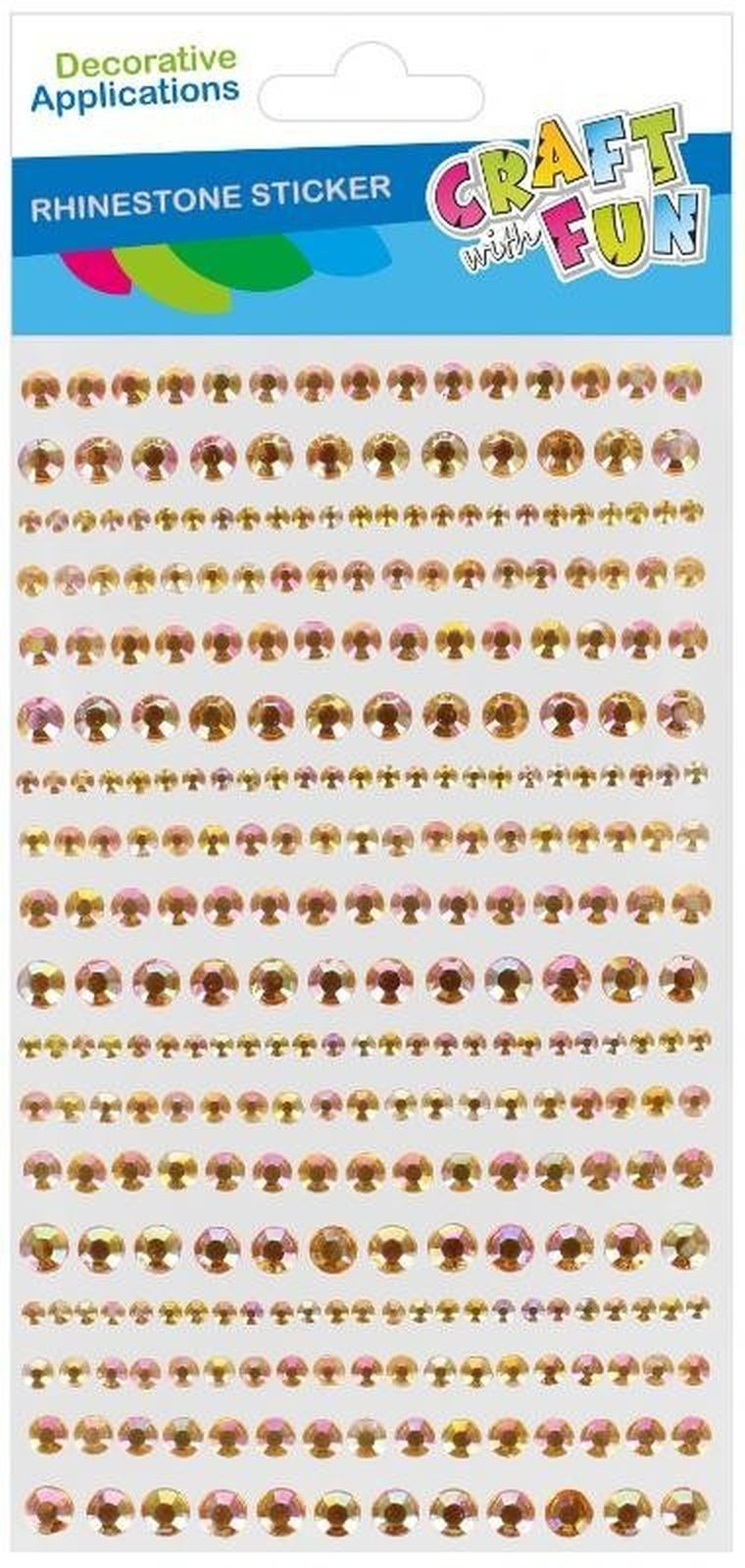 Craft With Fun, ozdoby dekoracyjne, samoprzylepne kryształki, złote, 18 szt.