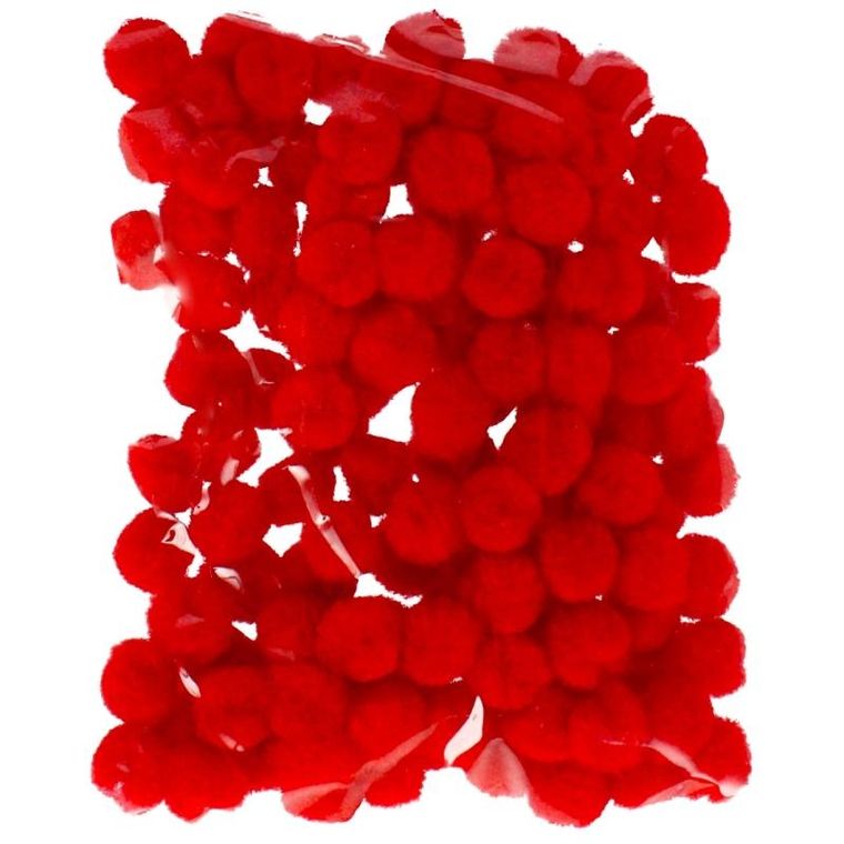 Craft With Fun, pompony dekoracyjne, czerwone, 120 szt./1 cm