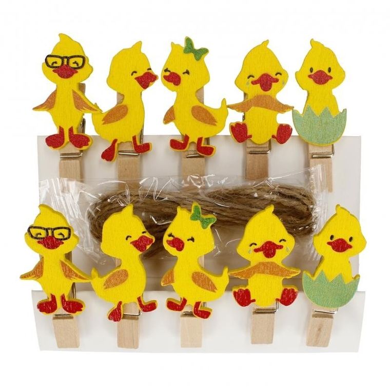 Craft With Fun, spinacze, drewniane, kurczaczek, 10 szt.