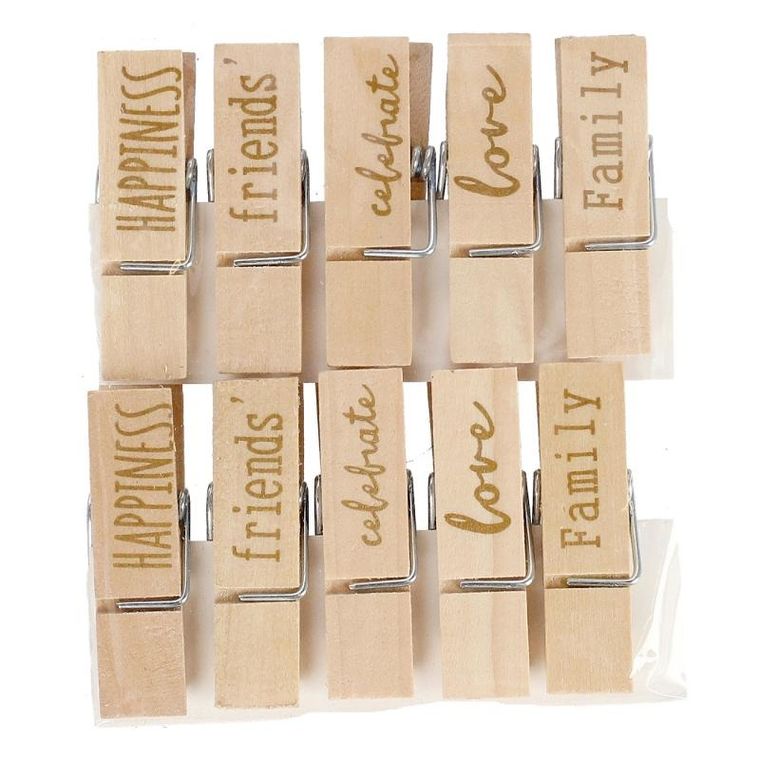 Craft With Fun, spinacze drewniane, napisy