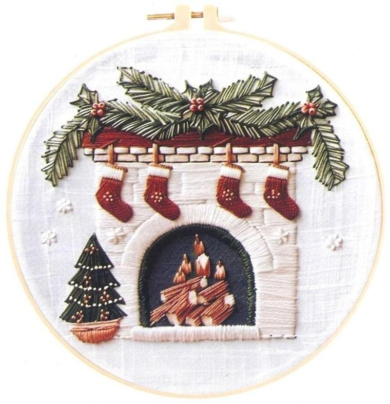 Craft With Fun, zestaw do haftowania, świąteczny kominek