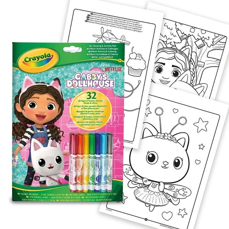 Crayola, Koci Domek Gabi, kolorowanka z łamigłówkami i flamastrami