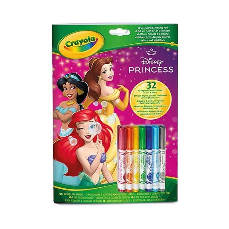 Crayola, Księżniczki Disneya, kolorowanka z łamigłówkami i flamastrami