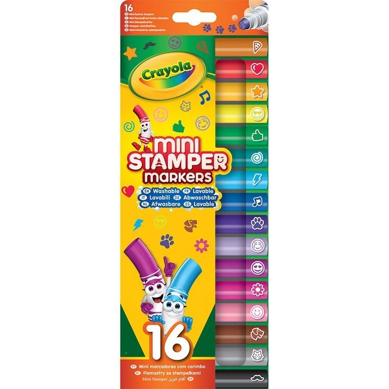 Crayola, mini flamastry ze stempelkami, emoji, 16 szt.