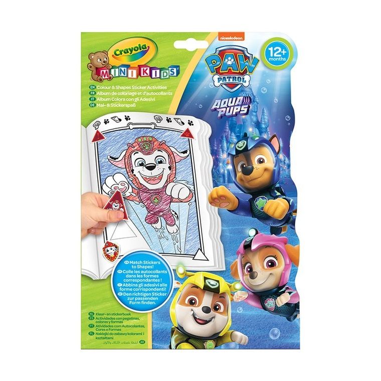 Crayola, Mini Kids, Psi Patrol, Kształty i kolory, kolorowanka z naklejkami
