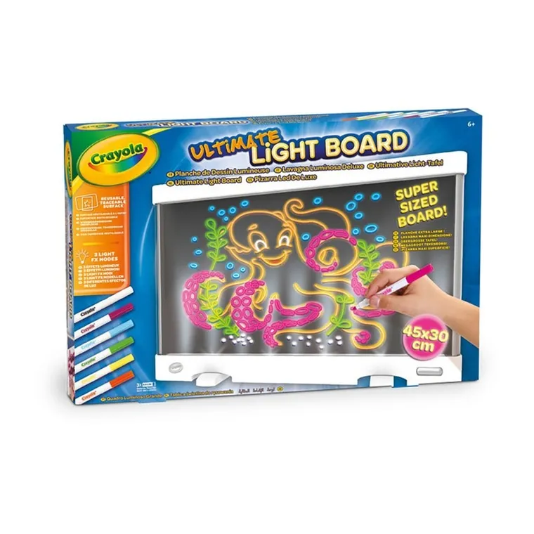 Crayola, podświetlana tablica LED z żelowymi flamastrami, 6 szt.