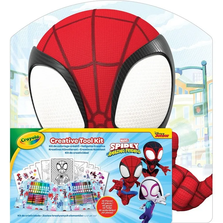 Crayola, Spidey i super-kumple, zestaw artystyczny z kolorowankami, flamastrami, kredkami, naklejkami, 40 elementów