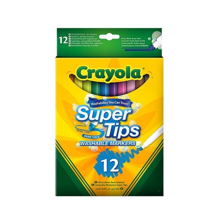 Crayola, Super Tips, flamastry zmywalne, 12 szt.