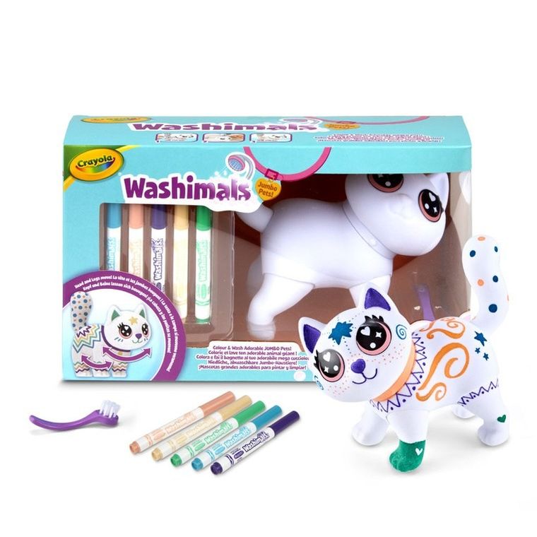 Crayola, Washimals, Jumbo Pets, figurka do kolorowania zmywalnymi flamastrami, Kotka Jenny