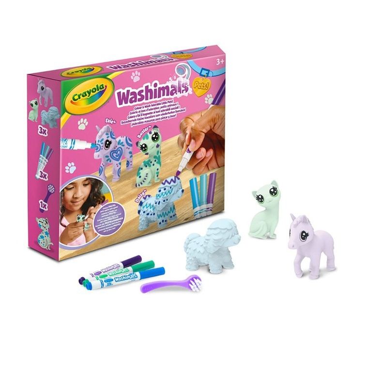 Crayola, Washimals, Pastel Pets, figurki do kolorowania zmywalnymi flamastrami, 3 szt.
