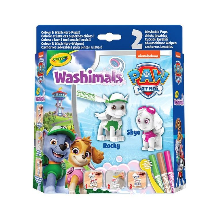 Crayola, Washimals, Psi Patrol, figurki do kolorowania zmywalnymi flamastrami, 2 szt.