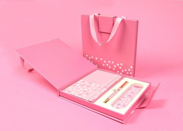 Cresco, długopis + notes premium w pudełku, różowy