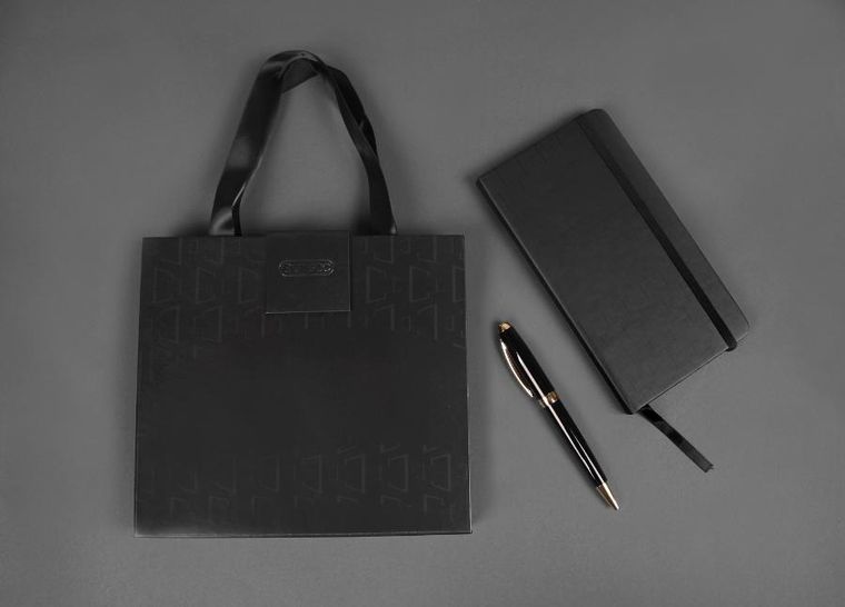 Cresco, Symphony, długopis + notes premium w pudełku, czarno-złoty