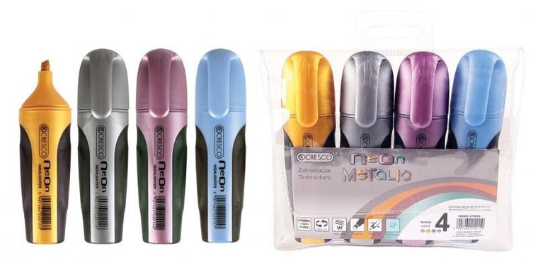 Cresco, zakreślacz, Neon Metalic, 4 kolory