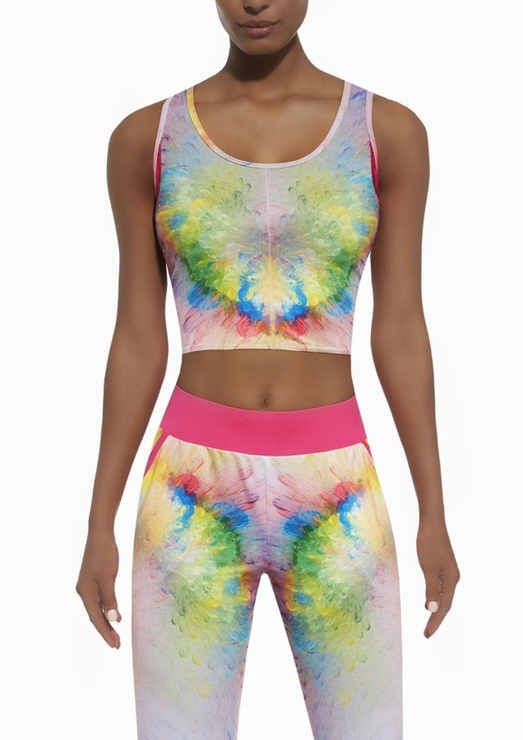 Crop-top sportowy damski, mix, Bas Black