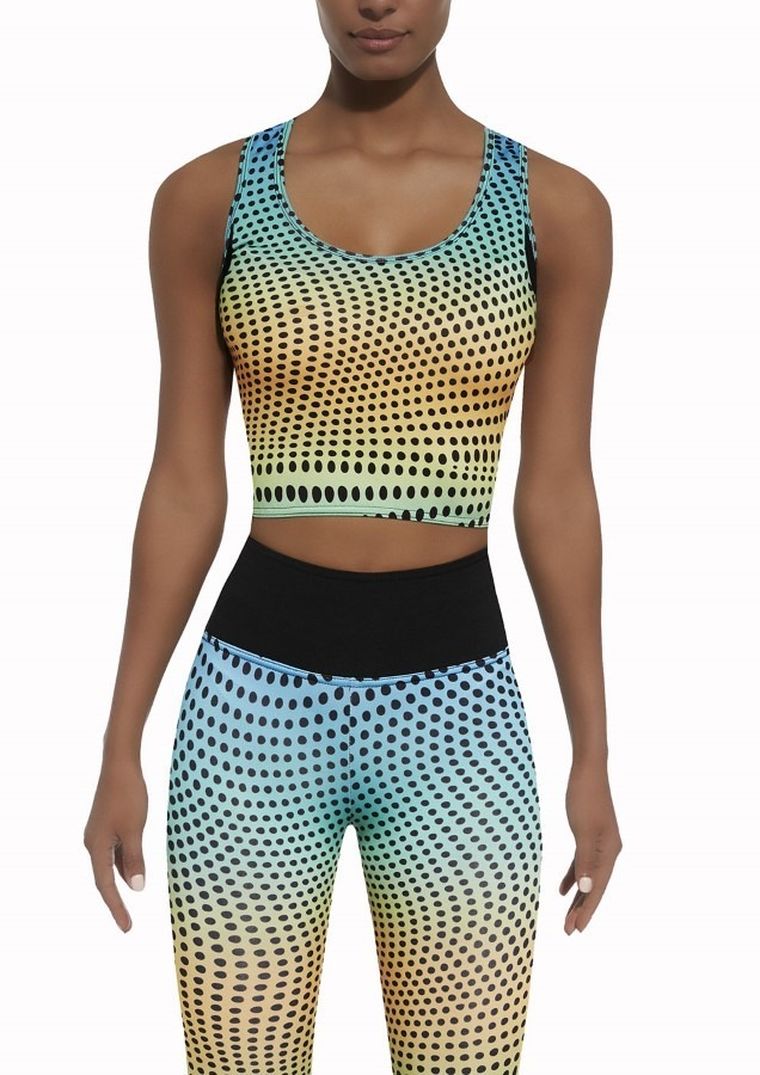 Crop-top sportowy damski, mix, kropki, Bas Black