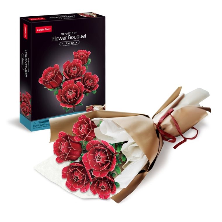 Cubic Fun, Duży bukiet kwiatów, róże, puzzle 3D, 265 elementów