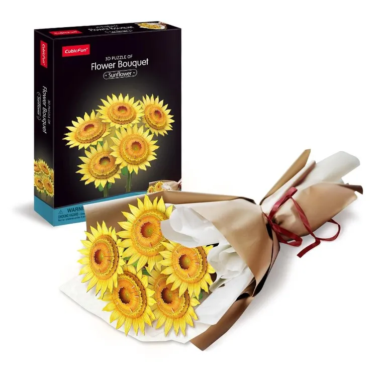 Cubic Fun, Duży bukiet kwiatów, słoneczniki, puzzle 3D, 180 elementów