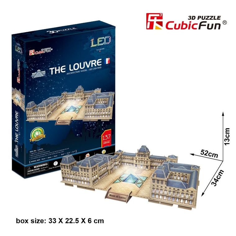 Cubic Fun, LED Pałac Luwr, puzzle 3D, 137 elementów