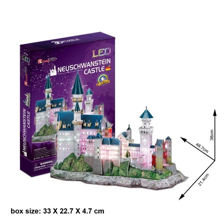Cubic Fun, Neuschwanstein Castle, puzzle 3D, 128 elementów