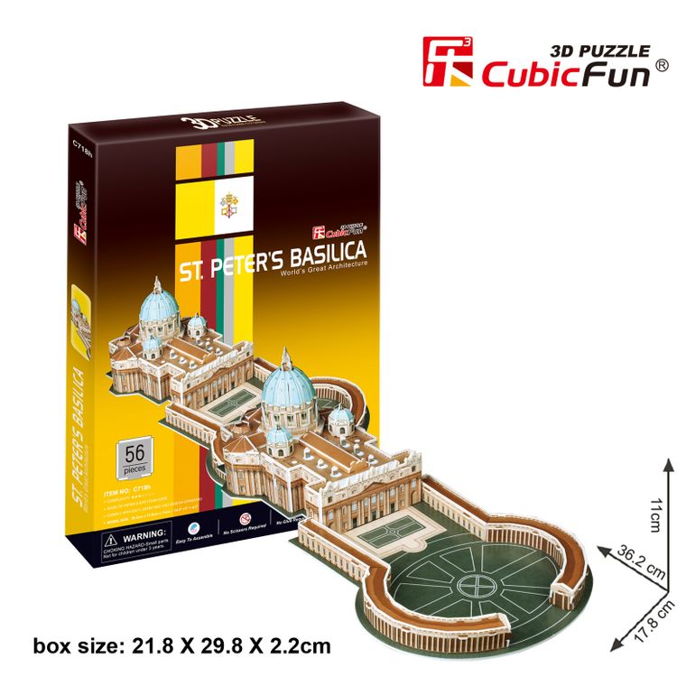 Cubic Fun, St.Peter's Basilica, puzzle 3D, 56 elementów