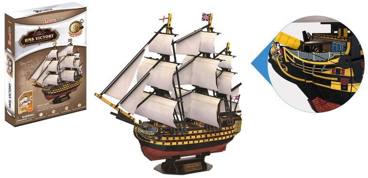 Cubic Fun, Żaglowiec Hms Victory, puzzle 3D, 189 elementów