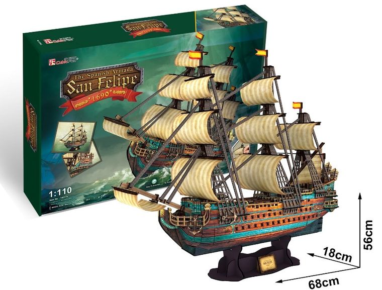 Cubic Fun, Żaglowiec The Spanish Armada-San Felipe, puzzle 3D, 248 elementów