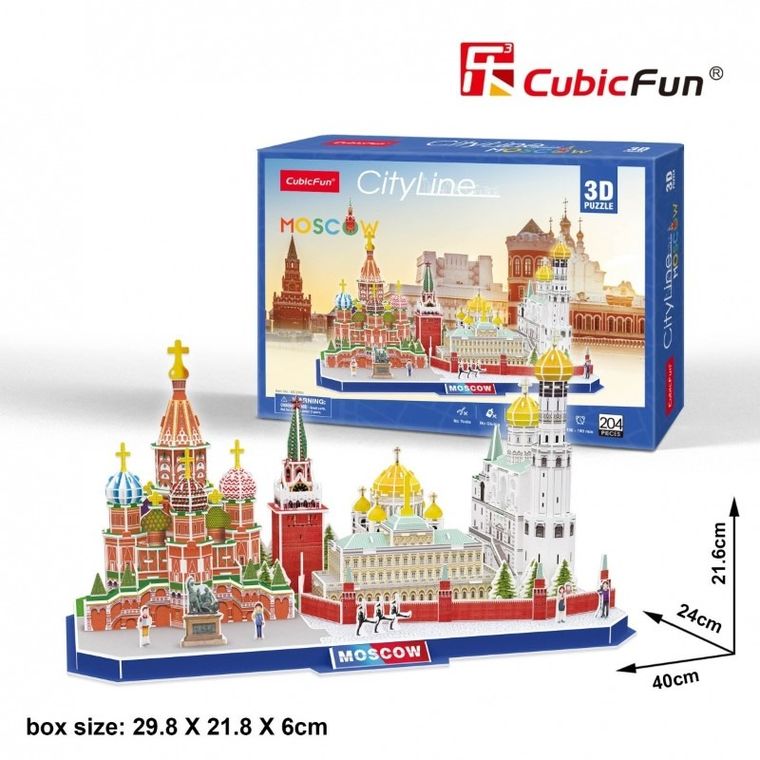 Cubicfun, City Line, Moskwa, puzzle 3D, 204 elementy