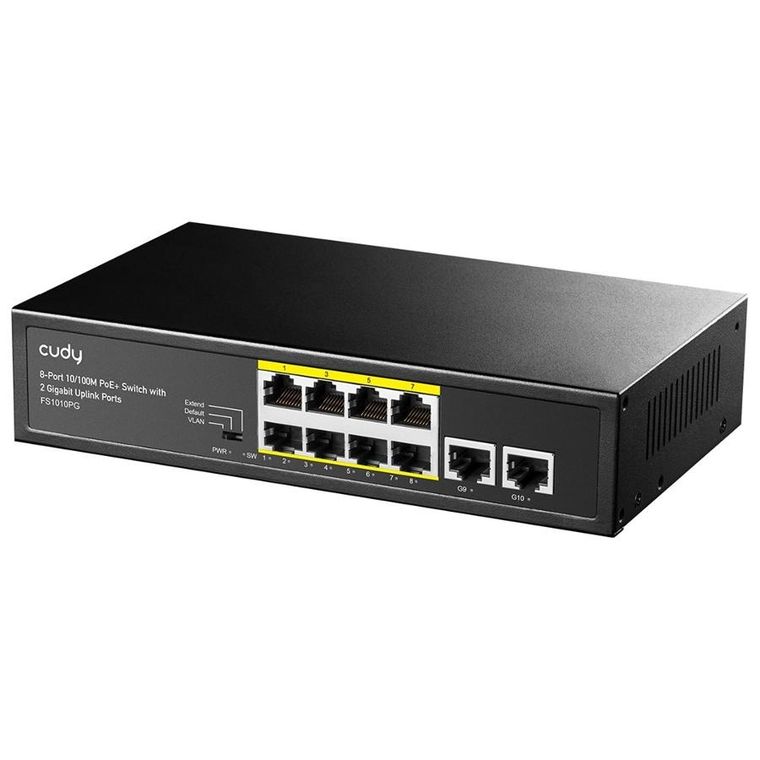 Cudy, przełącznik, switch, FS1010PG 8-Port 10/100M PoE+ 120W 2xGbE Uplink