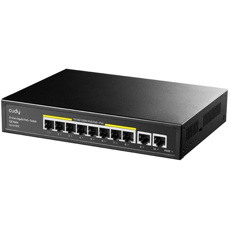 Cudy, przełącznik, switch, GS1010PE 8-Port Gigabit PoE+ 120W 2xGbE Uplink