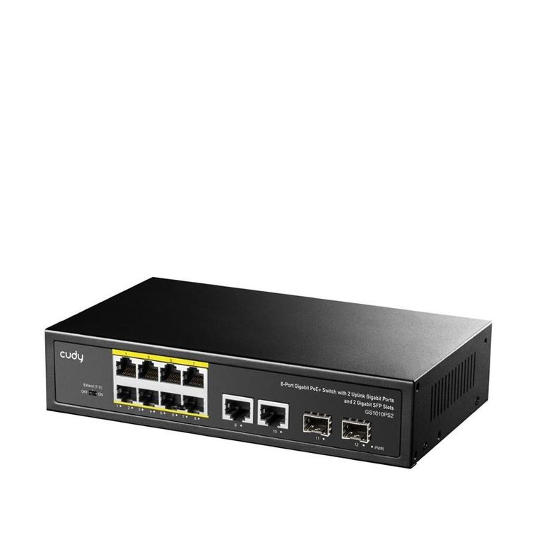Cudy, przełącznik, switch, GS1010PS2 8-GbE PoE z 2 portami