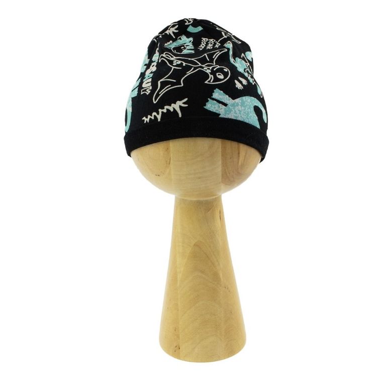Czapka chłopięca, czarno-turkusowa, dinozaury, Nicol