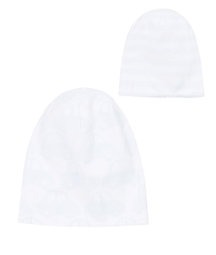 Czapka chłopięca, dwustronna, biała, samochody, paski, Döll