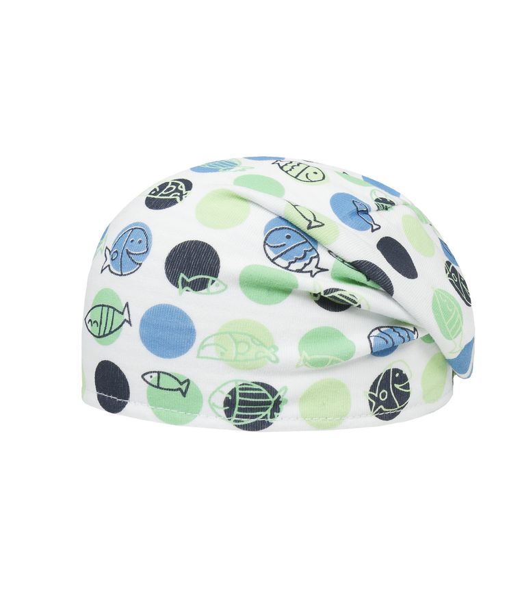 Czapka chłopięca, dwustronna, mix, rybki, grochy, paski, Döll