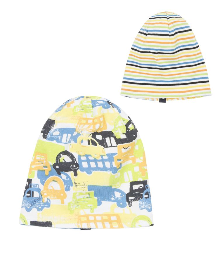 Czapka chłopięca, dwustronna, mix, samochody, paski, Döll