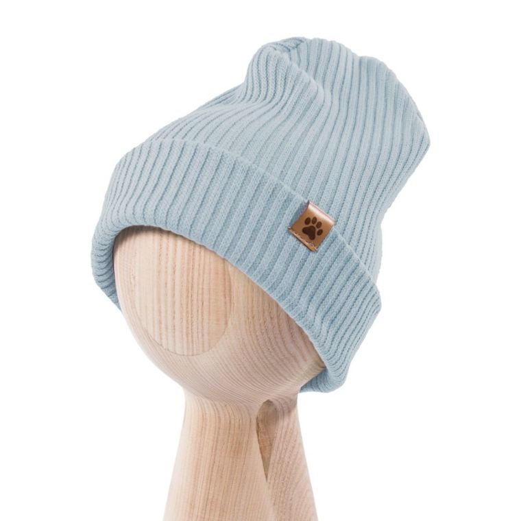 Czapka chłopięca, prążkowana, niebieska, Eevi