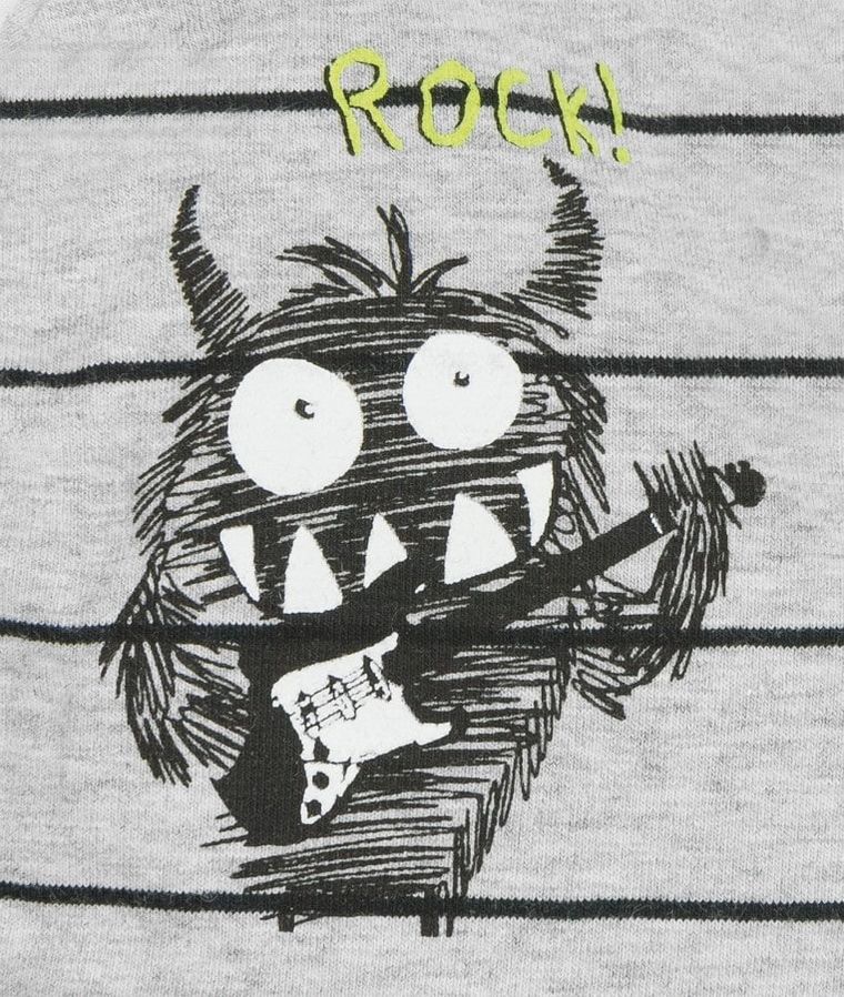 Czapka chłopięca, szara, paski, potworek, Döll