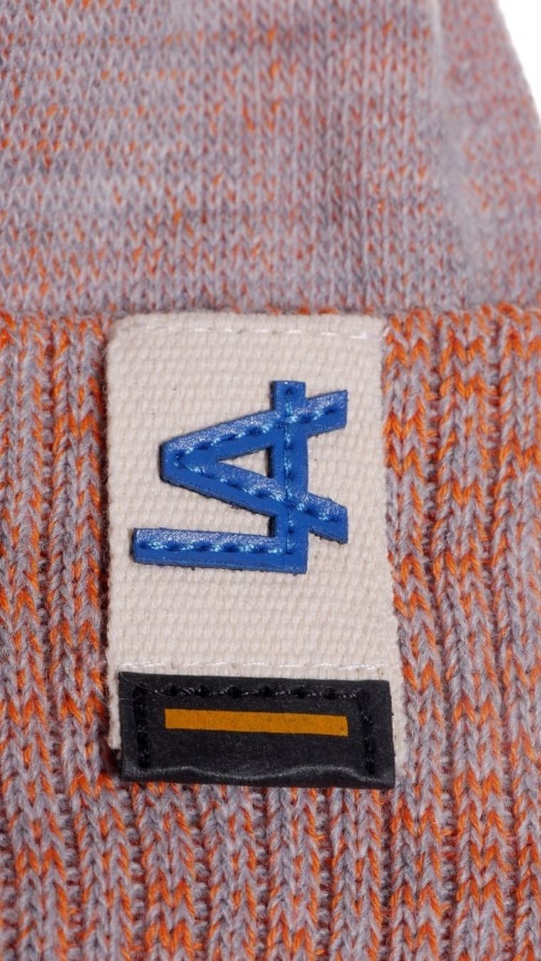 Czapka chłopięca, szaro-pomarańczowa, Ambra