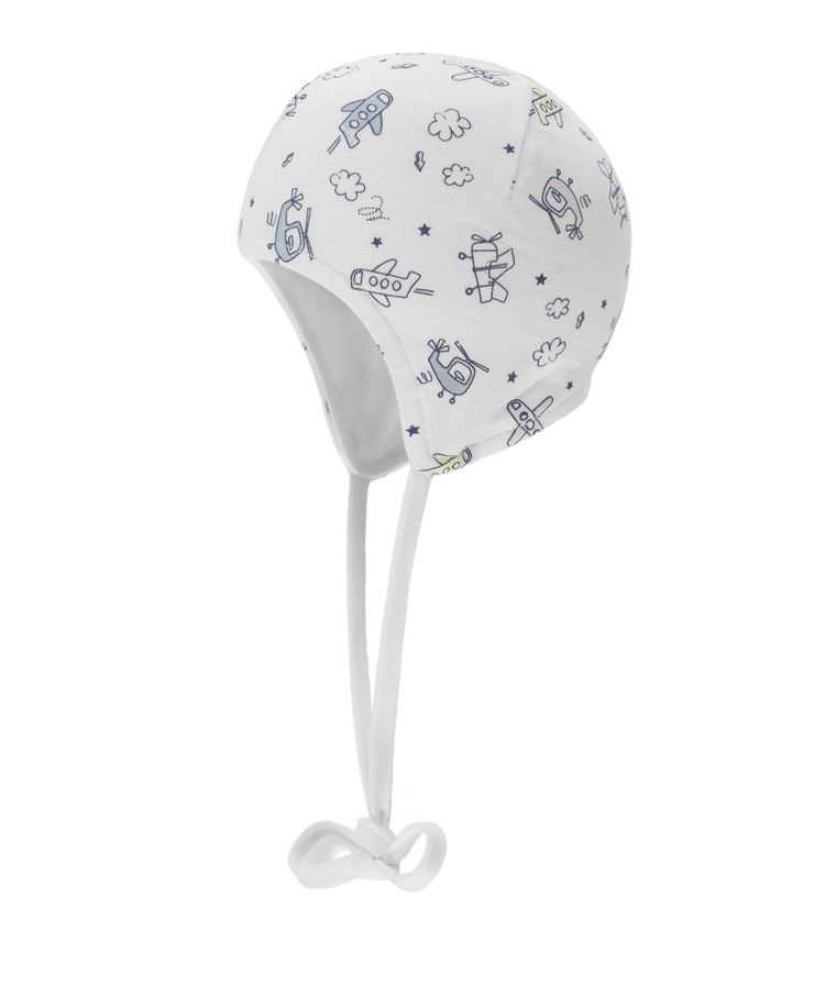 Czapka chłopięca, wiązana, dwustronna, biała, Döll