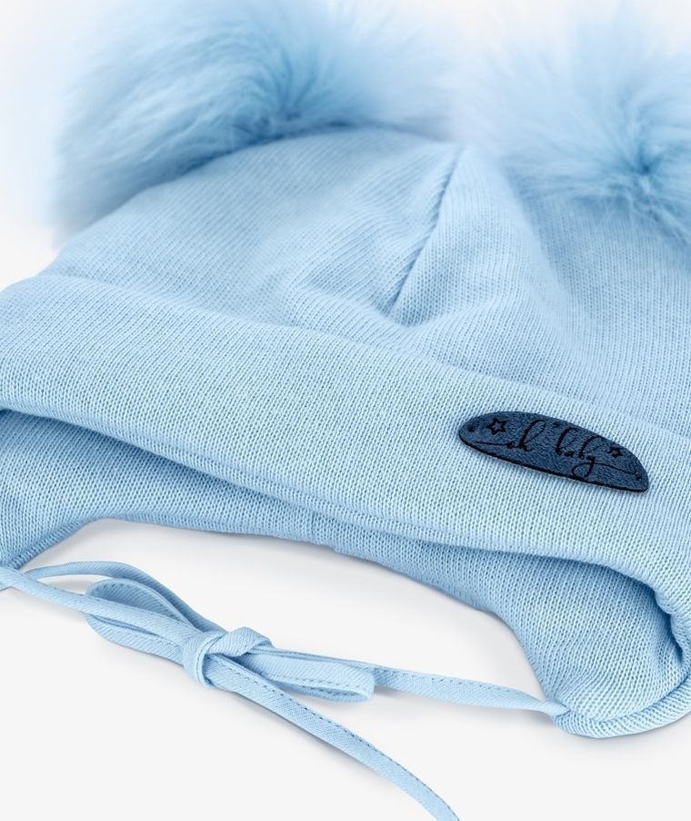 Czapka chłopięca, wiązana niebieska, Iltom