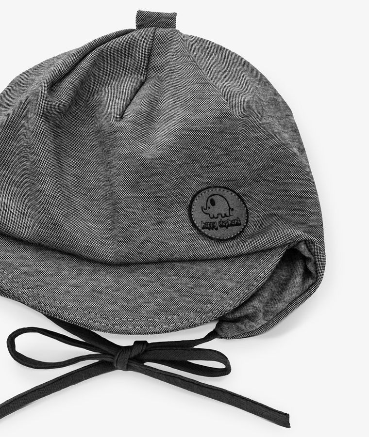 Czapka chłopięca, wiązana, szara, Iltom