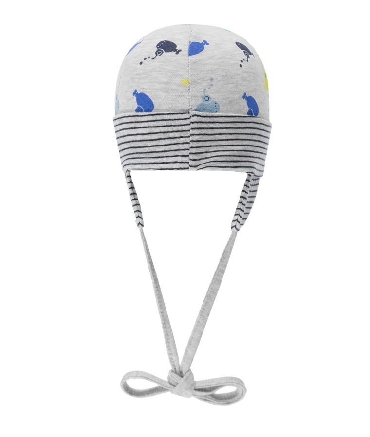 Czapka chłopięca, wiązana, szara, łodzie podwodne, Döll