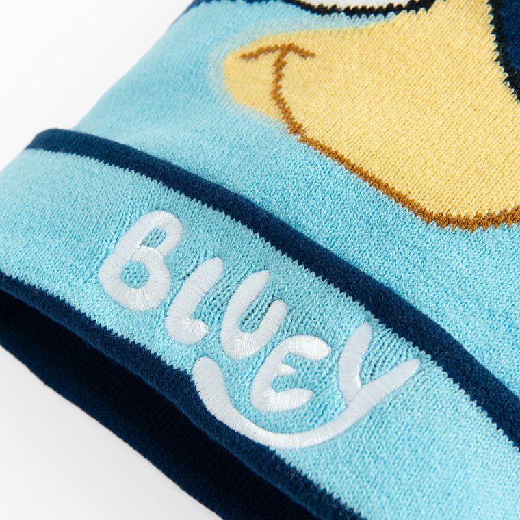 Czapka chłopięca z pomponem, niebieska, Bluey, Licence Brand