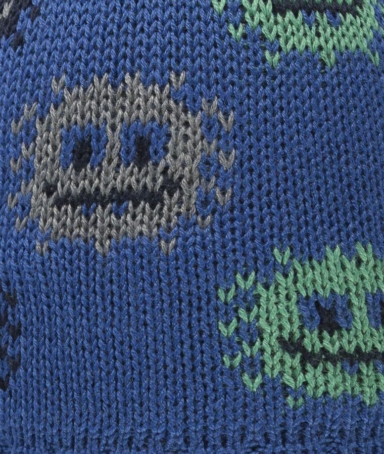 Czapka chłopięca z pomponem, niebieska, stworki, Döll